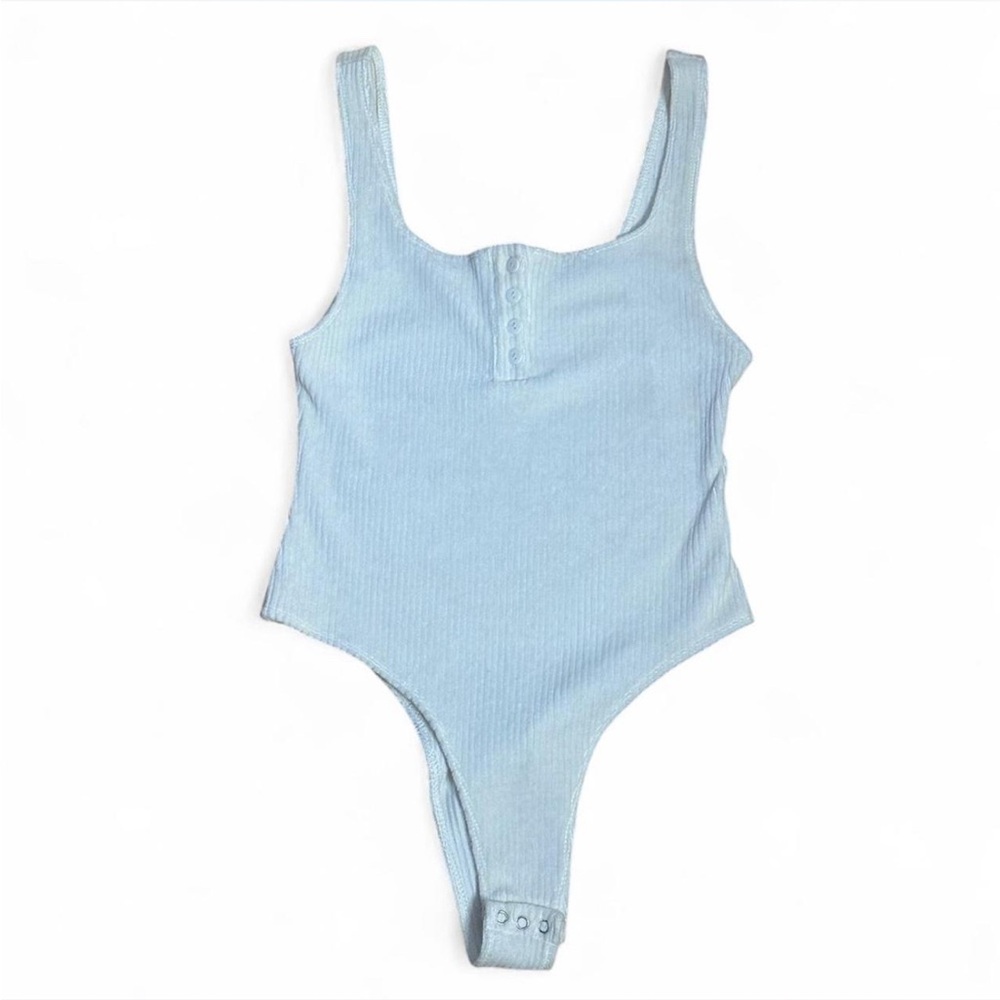 💜 Fletch White Ribbed Velour Bodysuit (Size S)